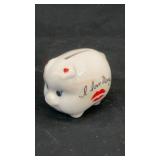'I Love Money' ceramic white piggy bank
