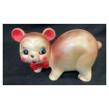 Vintage ceramic bear w/ bow piggy bank