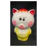 Ceramic red-headed pig coin bank 5.5' x 3.5' x 3'