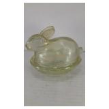 Fenton glass nesting rabbit dish w/ lid