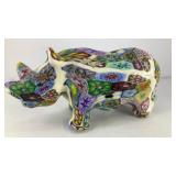 Colorful wax rhinoceros 6.5' x 3.5' x 2.5'