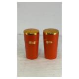 Vintage orange wood salt & pepper shakers