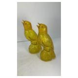 (2) yellow canary Avon glass bottles, 5' tall