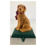Cast iron stocking hanger w/ Golden Retriever