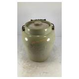 Earthenware preserving  jar w/ wire handle and lid