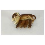 (1) Momma dog w/ (4) puppies, ceramic miniatures
