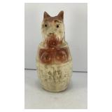 Plastic dog in barrel bank 5.5' T