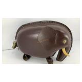 Leather elephant bank with key 6' L
