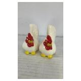 Porcelain roosters salt & pepper shakers