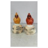 Porcelain cardinals salt & pepper shakers