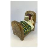 5.5' long Sleeping mouse in bed ceramic coin bank