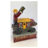 Stagecoach Bank cast iron mechanical coin bank