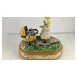 Mother cat w/ kittens porcelain music box