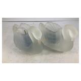 (2) frosted glass swan candle holders