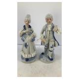 (2) 6' porcelain Victorian era couple figurines