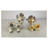 Porcelain small cows salt & pepper shakers