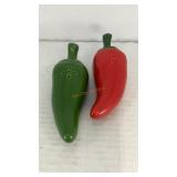 Porcelain jalapeno peppers salt & pepper shakers