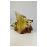 5' two bears around tree ceramic vessel