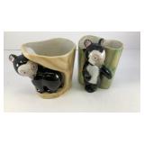 4' Sun bear and bamboo ceramic vessel