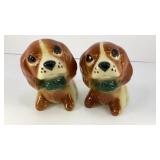 (2) 4' sad puppy dog ceramic vessels