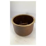 Brown ribbed stoneware gourmet dish 7' x 4.5'