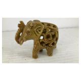 Carved green onyx elephant 3' x 2.5' x 1.25'