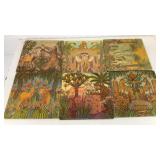 (6) Asian-themed coasters 4' x 4'