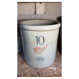 10 gallon Red Wing stoneware crock, has crack