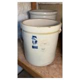 5 gallon Ruckel's Stoneware crock, cracked