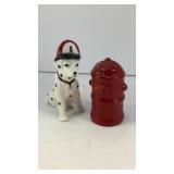 Dalmation dog and hydrant salt & pepper shakers