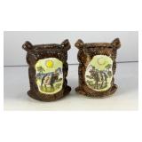 Burlap bag ceramic salt & pepper shakers