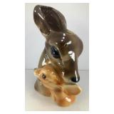 Doe and fawn ceramic planter (repaired)