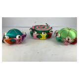 (3) Chinese silk pin cushions and box