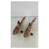Small porcelain rock bass salt & pepper shakers