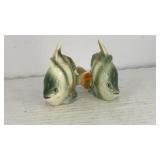 Small porcelain striped fish salt & pepper shakers