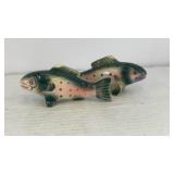 Small porcelain rainbow trout salt/pepper shakers