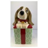 10' ceramic Puppy in Gift Box cookie jar