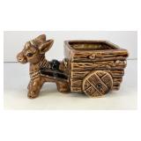 7' ceramic donkey and cart vessel