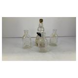 (4) Miniature glass bottles AMSCO