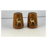Baby deer wood salt and pepper shakers