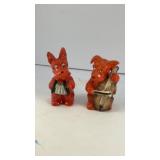 Red terrior dog musicians salt & pepper shakers