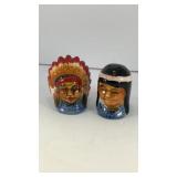 Native American heads ceramic salt & pepper shaker