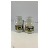 Milk cans with cows ceramic salt & pepper shakers