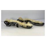 Skunks with faux fur ceramic salt & pepper shakers
