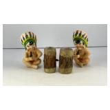 Native Americans wtih drums salt & pepper shakers