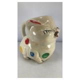 White polka dot pig ceramic planter w/ handle