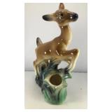 Leaping deer on grass ceramic planter