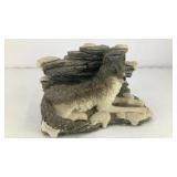 Small resting wolf ceramic figurine 4' x 3' x 3'