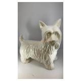 Glossy white ceramic terrier figurine 13'x11'x6'