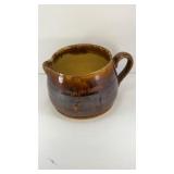 Vintage brown-glazed ceramic pitcher handle, spout